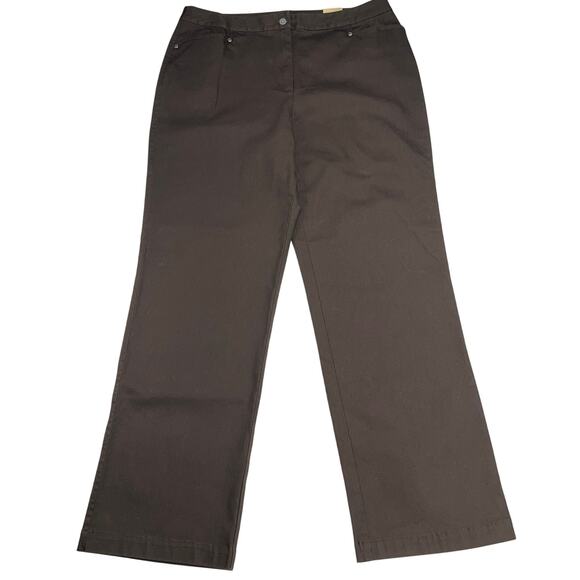 Additions by Chico's Chocolate Brown Cotton High Rise Chino Pants Size 10 (1.5) - Picture 1 of 12